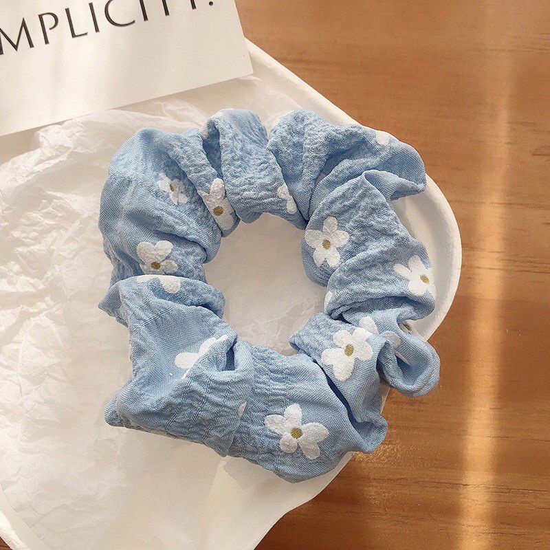 Dây buộc tóc scrunchies hoa nhí hoạ tiết xinh xắn