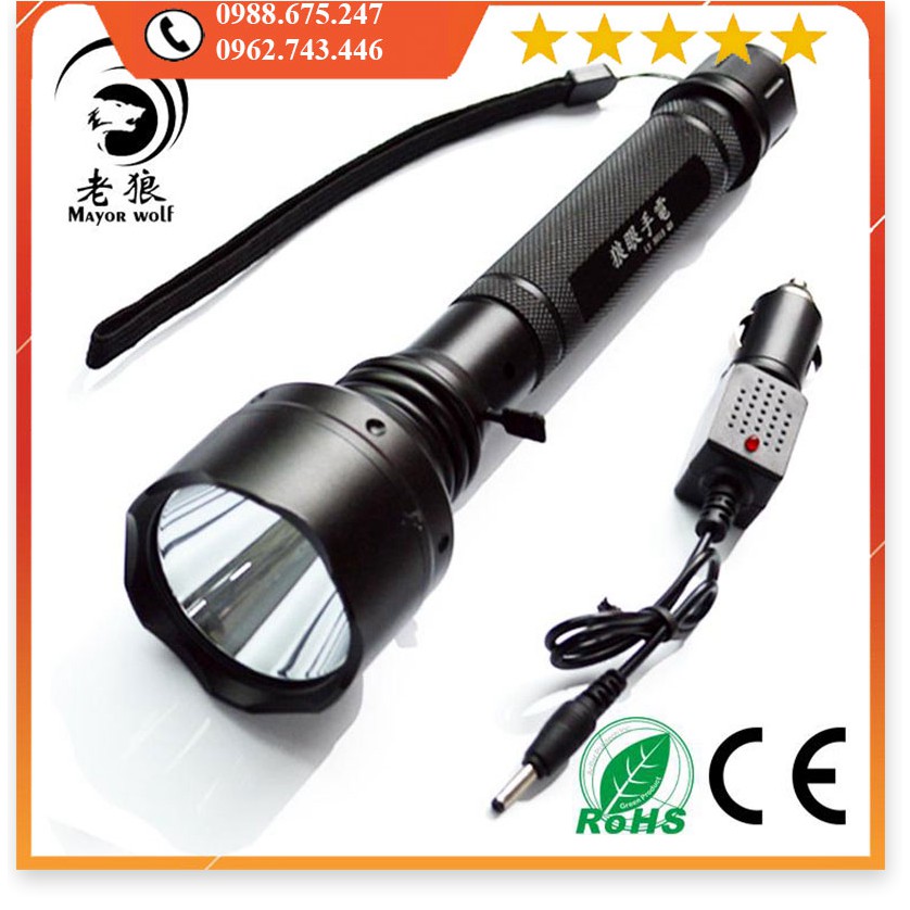 Đèn Pin Cầm Tay Siêu Sáng LYS015 ✔️Chính hãng✔️ Chiếu xa 600m, Chống nước, Pin Cực Bền +Tặng sạc, hộp đựng.