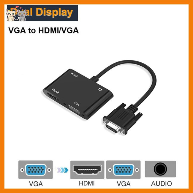 2 in 1 VGA to VGA HDMI Splitter with 3.5mm Audio Converter Support Dual Display for PC Projector HDTV Multi-port VGA Adapter