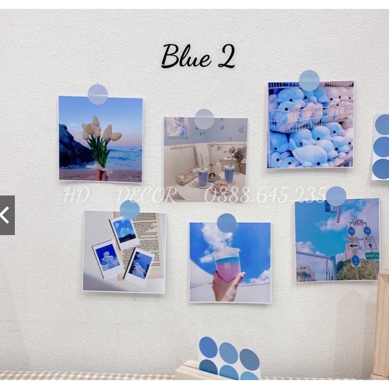 [ FreeShip ] Set thiệp postcard MÀU XANH NƯỚC BIỂN BLUE Có sẵn DECOR trang trí phòng cực xinh lun