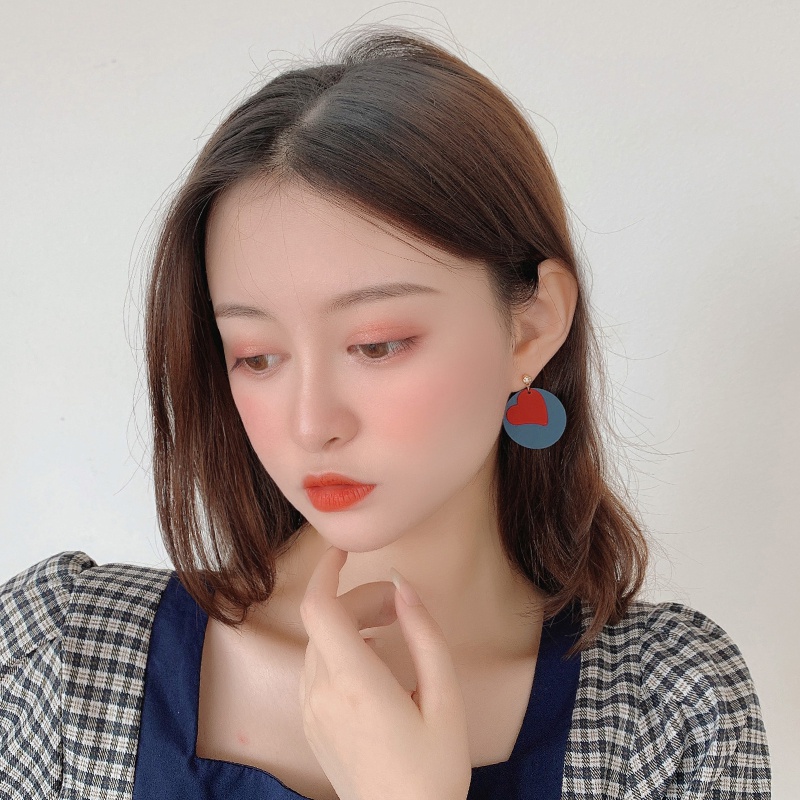 Bông tai chốt xỏ bạc men nhỏ giọt màu xanh dương khói pcq retro 2023