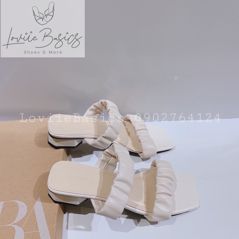 LOVIIE BASICS - DÉP NỮ CAO GÓT THỜI TRANG 2 QUAI ĐẾ VUÔNG - DÉP NỮ THỜI TRANG QUAI BÈO NHÚN - DÉP GUỐC NỮ 3CM D210409