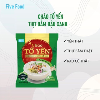 1 gói 55g cháo tổ yến đậu xanh thịt bằm five food - dinh dưỡng đầy đủ, cháo ăn liền, tiện lợi, thơm ngon.