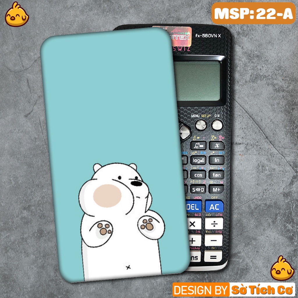 Miếng decal dán máy tính fx-570, fx-580, fx-880, Casio, Vinacal,... hình We Bare Bear MSP: 22