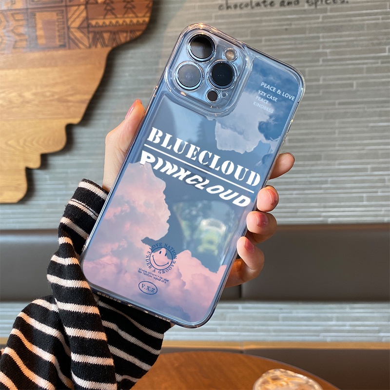 Ốp Điện Thoại TPU Trong Suốt Hình Đám Mây Hồng Cho iPhone 13 Pro Max 11 Pro Max 12 Mini X XR XS Max SE 2020 2022 6 6S 7 8 Plus