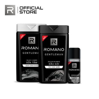 Combo bộ 3 sản phẩm Romano: dầu gội_sữa tắm 180g_ xịt khử mùi 150ml Gentlemen