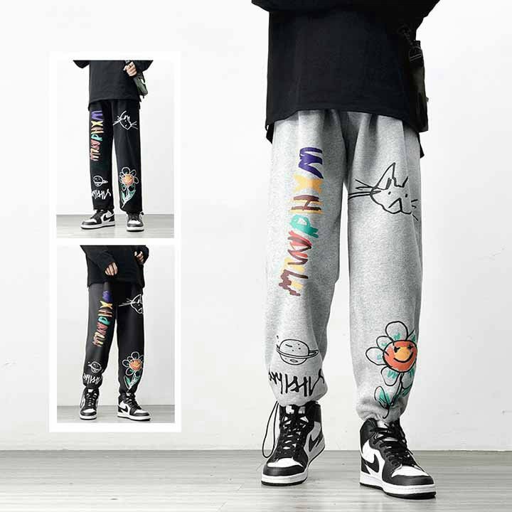 Quần Nỉ Nam Ống Rộng Có Dây Rút Gấu Mặc 2 Kiểu in Zombie Phong Cách Trẻ Trung Hot NEW UNISEX