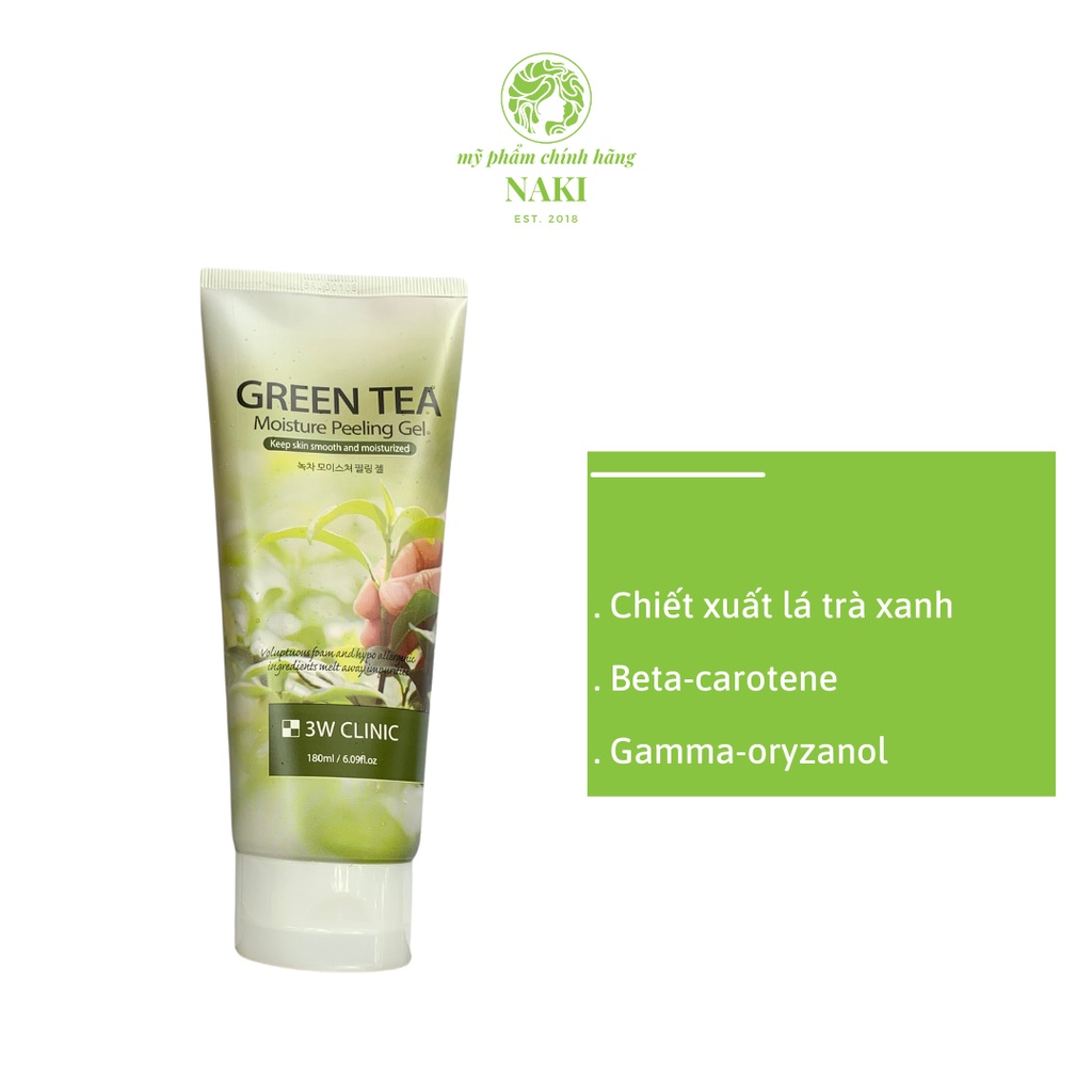 Tẩy Tế Bào Chết Trà Xanh 3W Clinic Green Tea Moisture Peeling Gel 180ml | BigBuy360 - bigbuy360.vn