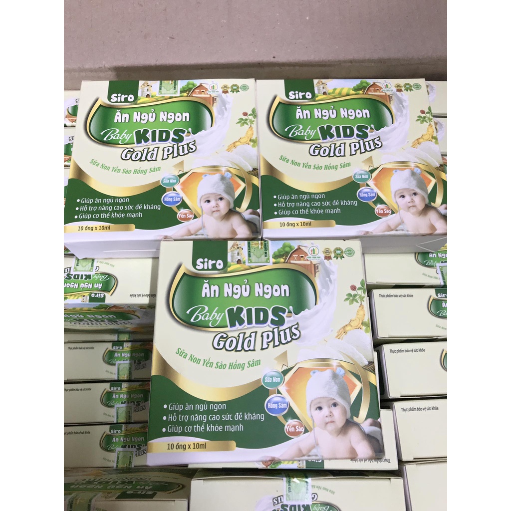 Siro Ăn Ngon Baby Kids Gold Plus, Siro Yến Sào Giúp Bé Ăn Ngon Ngủ Ngon, Tăng Sức Đề Kháng (hộp 20 ống )