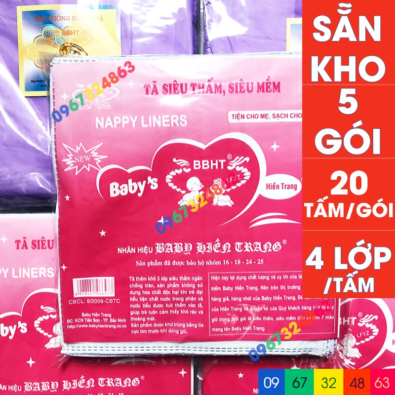 Bộ miếng lót phân su BABY HIỀN TRANG 4 lớp 5 gói