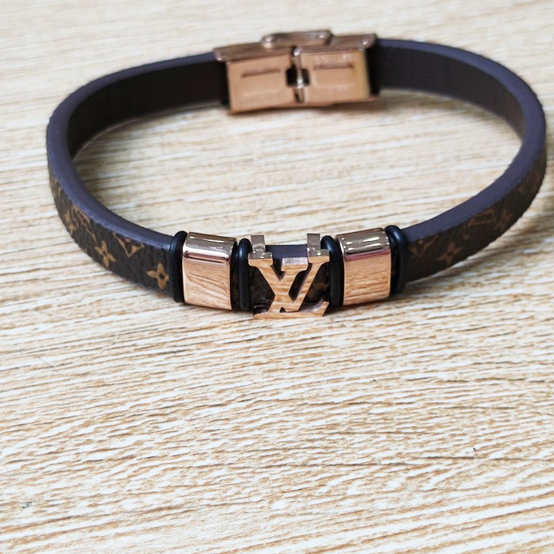 Vòng Tay Nam Dây Da Thép Titan Ko Han Rỉ TT 3728