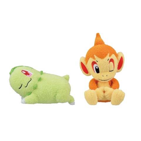 Gấu bông pkm kutsurogitaimu dekkai nuigurumi ~ Chikorita Hikozaru chính hãng Nhật Bản