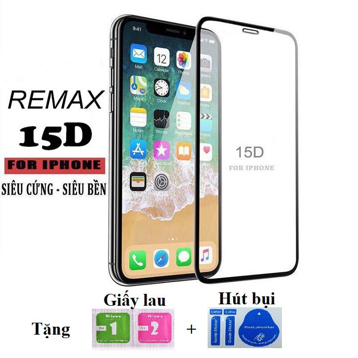 Kính Cường Lực Iphone Remax 15D Full Màn Viền Vát Bo Cong Iphone 6/7/8/7Plus/8Plus/X/XsMax/Xr/11 Pro Max/12 Pro Max