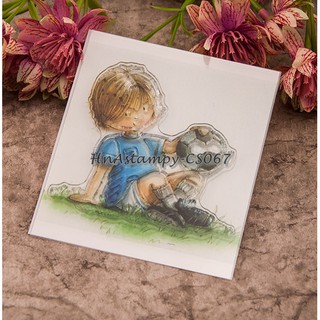 hnastampy CS067 con dấu tem trong suốt seal clear stamp dùng cho handmade scrapbook Cậu bé chơi bóng