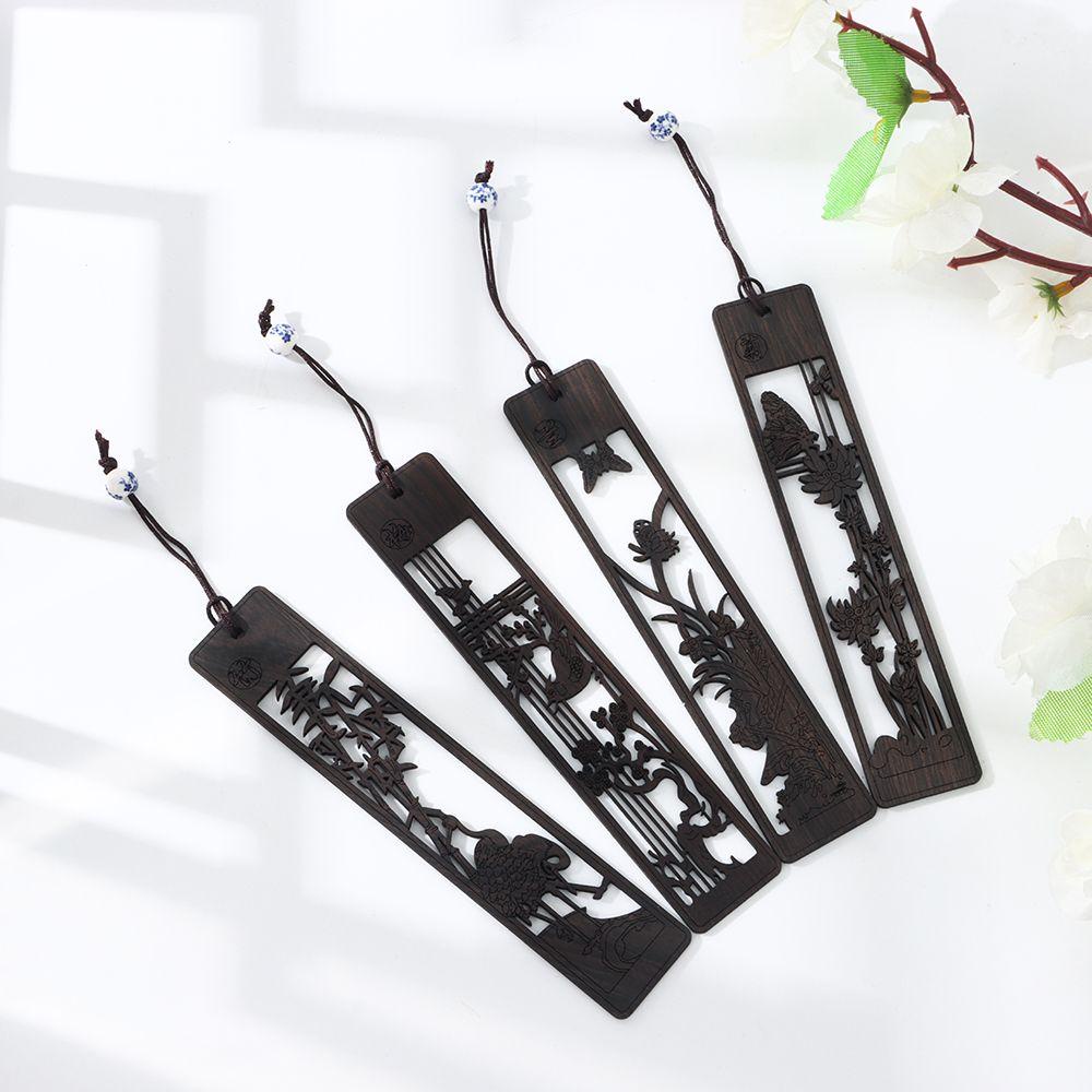 Thẻ Đánh Dấu Trang Sách Bằng Gỗ Đàn Hương Đục Lỗ Làm Thủ Công Cho Học Sinh