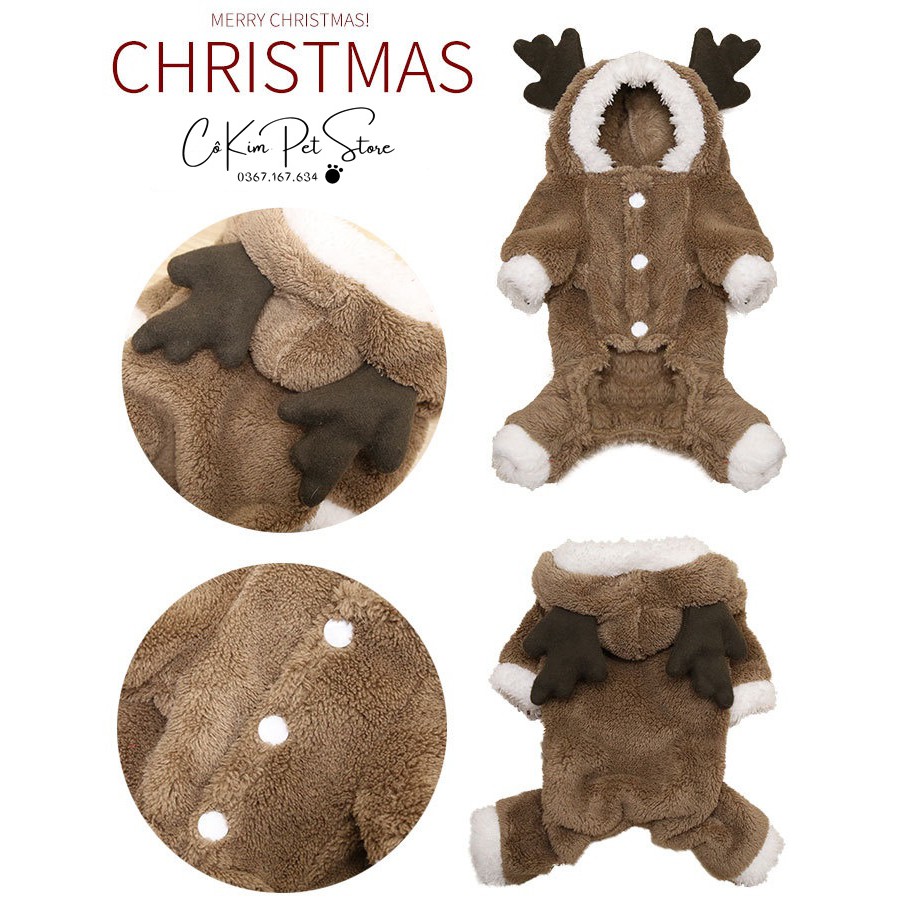 Áo hươu lót lông cho pet mùa Noel