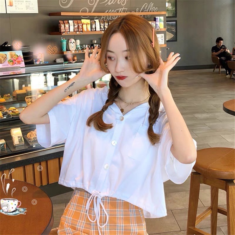 Áo croptop kiểu phối nón có dây rút eo tăng chỉnh size cho nàng thơ ❤️