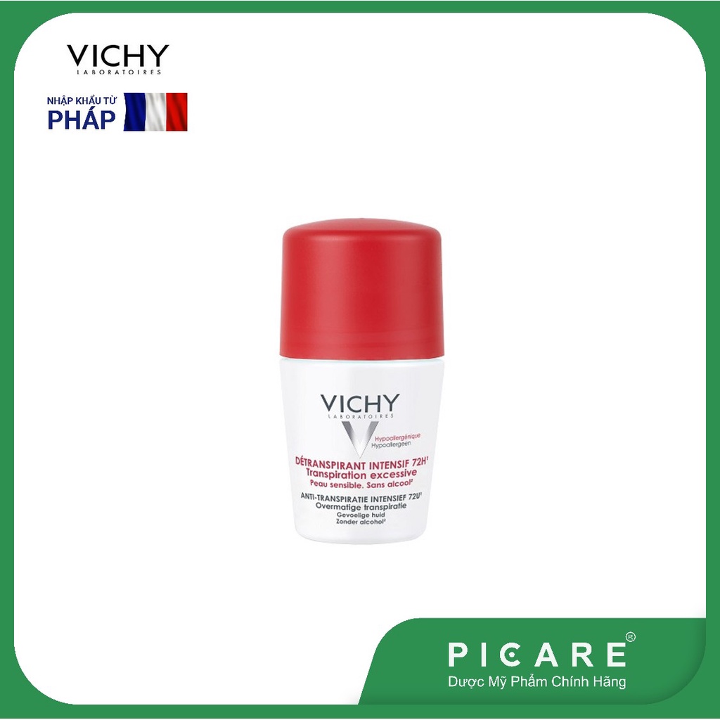 Lăn khử mùi khô thoáng vùng da dưới cánh tay 72 giờ Vichy Detransprirant Intensif 72h Transpiration Excessive 50ml