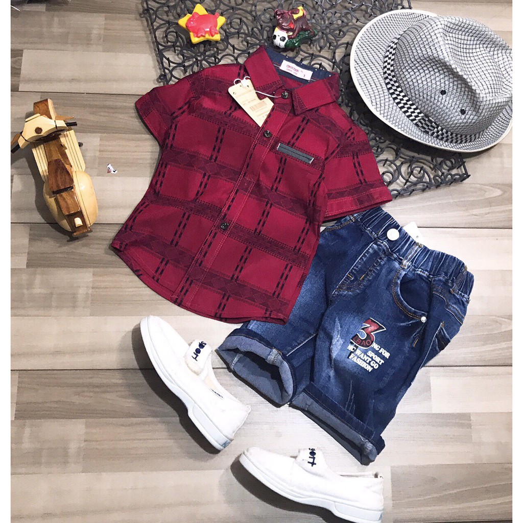 Sét Jeans BT áo sơ mi caro R8 nhí-1-8