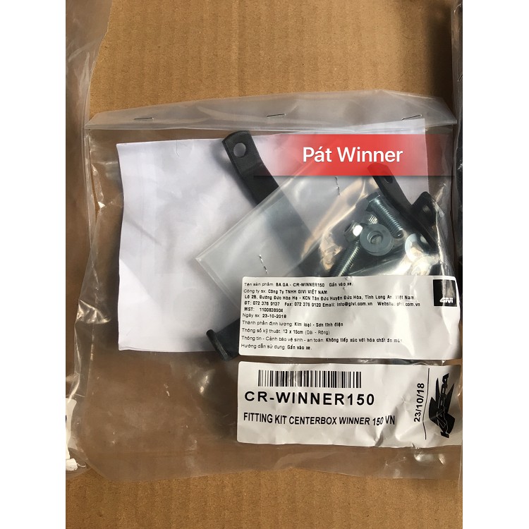 Thùng giữa Winner, thùng Givi G12N kèm bát gắn chuẩn Winner, hàng Givi chính hãng, bảo hành 2 năm