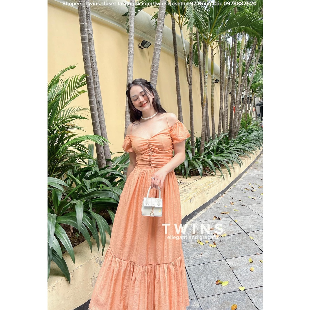 Váy maxi tơ mây màu cam (Lolita orange maxi)