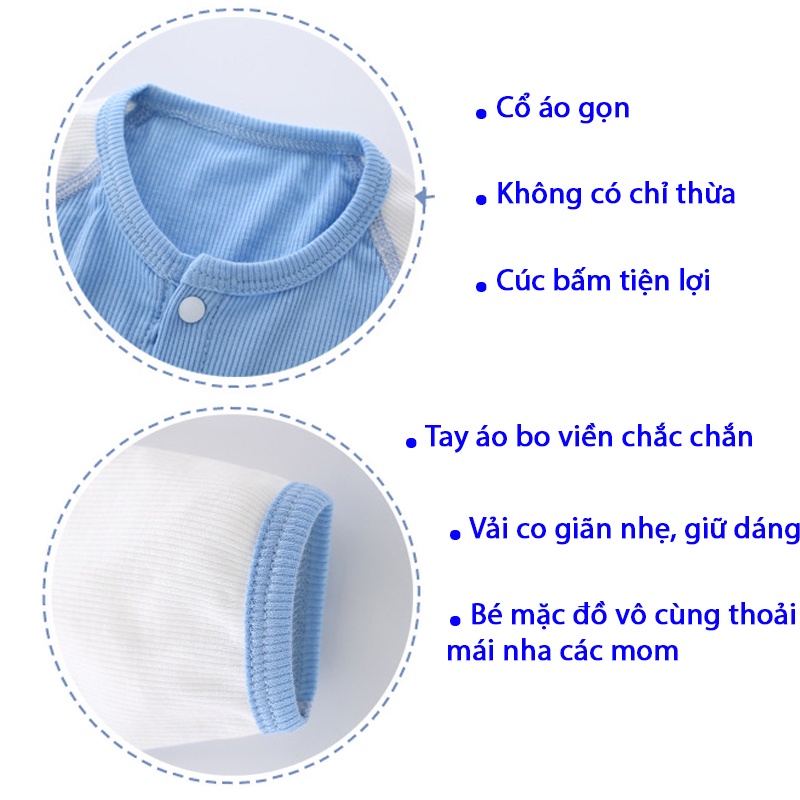 Bộ body tăm tre dài tay cho bé trai bé gái bodysuit liền thân hàng xuất Hàn cao cấp _ BD16