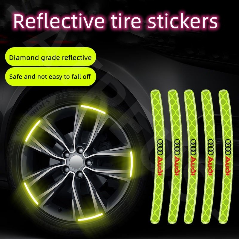 Bộ 20 Miếng Dán Viền Bánh Xe Hơi / Xe Máy Phản Quang Cảnh Báo An Toàn