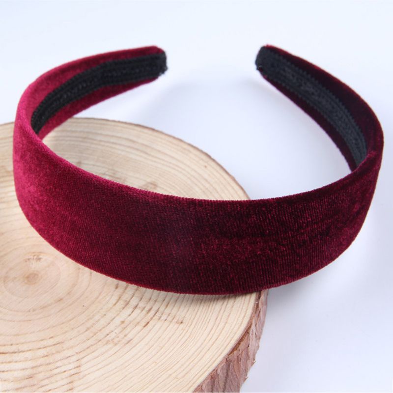 Băng Đô Vải Nhung Bản Rộng Màu Trơn Phong Cách Đơn Giản Cho Nữ