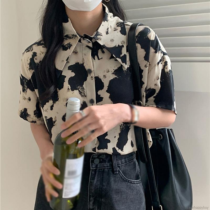 Áo Sơ Mi Ngắn Tay Form Rộng Phong Cách Hàn Quốc Trẻ Trung Dành Cho Nữ