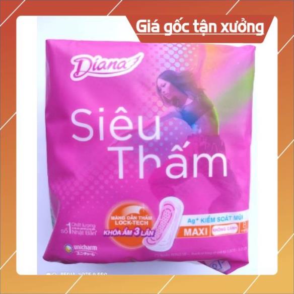 [ICLN9 giảm 5K cho đơn hàng 50k]  Băng vệ sinh Diana siêu thấm gói 8 miếng maxi, siêu mỏng [HÀNG CHÍNH HÃNG]