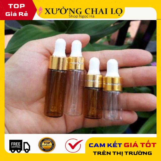 Lọ Chiết Serum ❤ GIÁ RẺ NHẤT ❤ Lọ Đựng Tinh Dầu Nước Hoa Thủy Tinh Mỏng Bóp Giọt 2ml,3ml,5ml chiết tinh chất