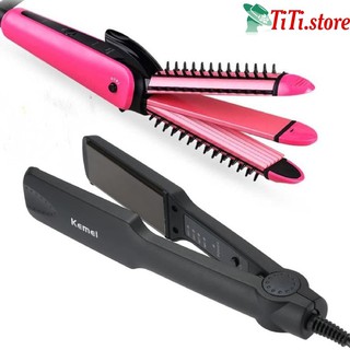 Combo 2 Máy Duỗi 4 Mức Nhiệt Kemei + 3in1 Nova (uốn-duỗi-bấm)