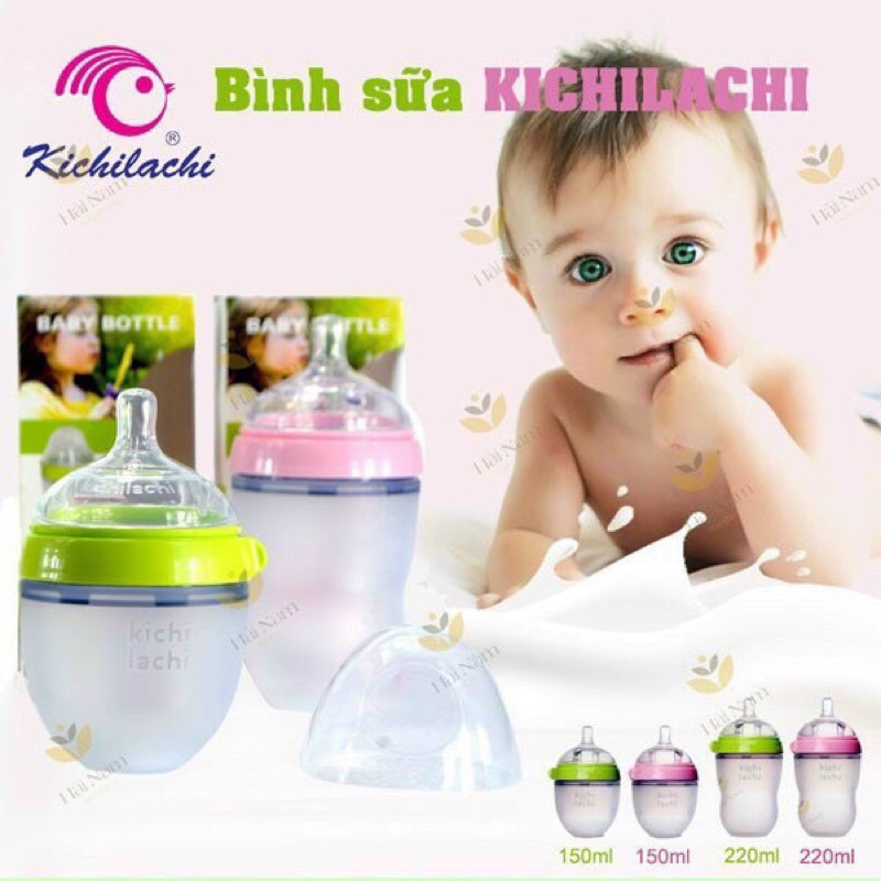 Bình sữa silicon Kichilachi 150ml và 250ml cho bé