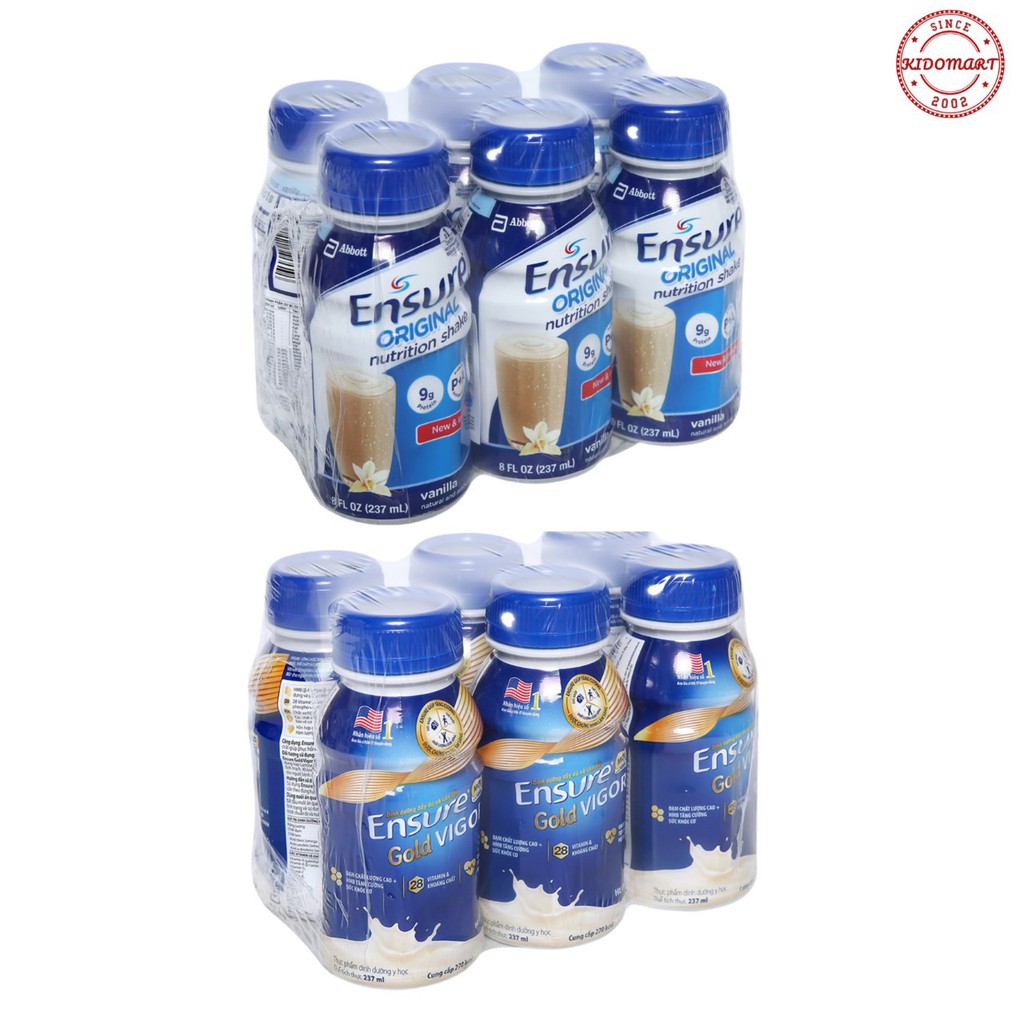 Lốc 6 Chai Sữa Nước Ensure Original / Vigor Vani 237ml