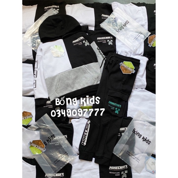 Bộ Nỉ Hoodie Bé Trai Minecraft Phối Màu PR