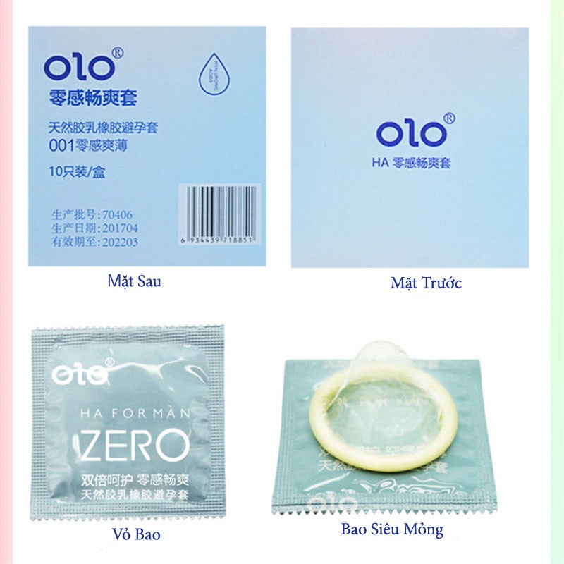 Bao cao su zero 001 mềm mỏng hàng cao cấp Zero HA FOR MAN OLO 001 hộp 10 bcsgunx shop