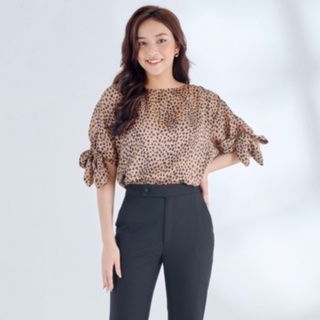 Áo sơ mi lụa cao cấp, tay phối nơ heradg sakba002