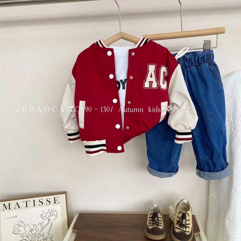Áo khoác bomber chữ A-AC siêu đẹp cho bé trai và bé gái