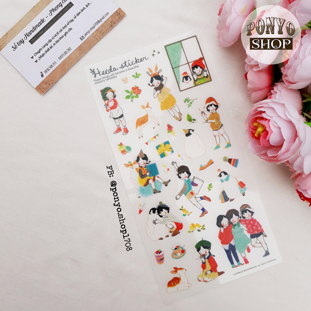 👒 Bộ 6 sticker cô bé Heeda dễ thương trang trí sổ tay
