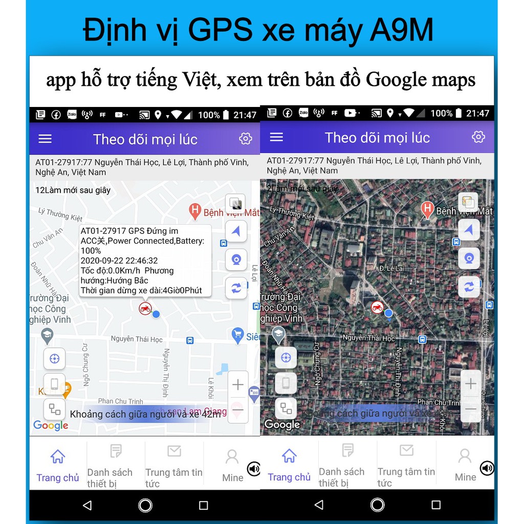 [Mã 229ELSALE hoàn 7% đơn 300K] Định vị GPS Tracking A9M sử dụng cho ô tô xe máy có phần mềm Tiếng Việt