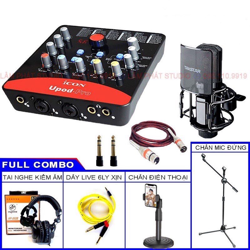 Combo Livestream Thu Âm Mic Takstar PC K850 + Sound Card Icon Upod Pro Full Phụ Kiện Bảo Hành 12 Tháng