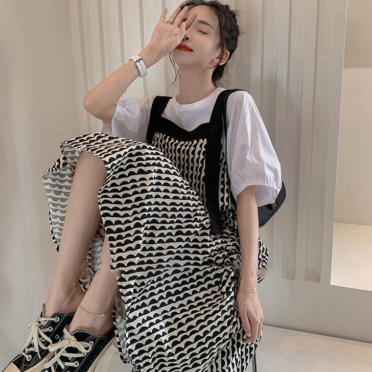 Bộ Áo Sơ Mi + Đầm Thiết Kế Mới Xinh Xắn Thời Trang Dành Cho Nữ