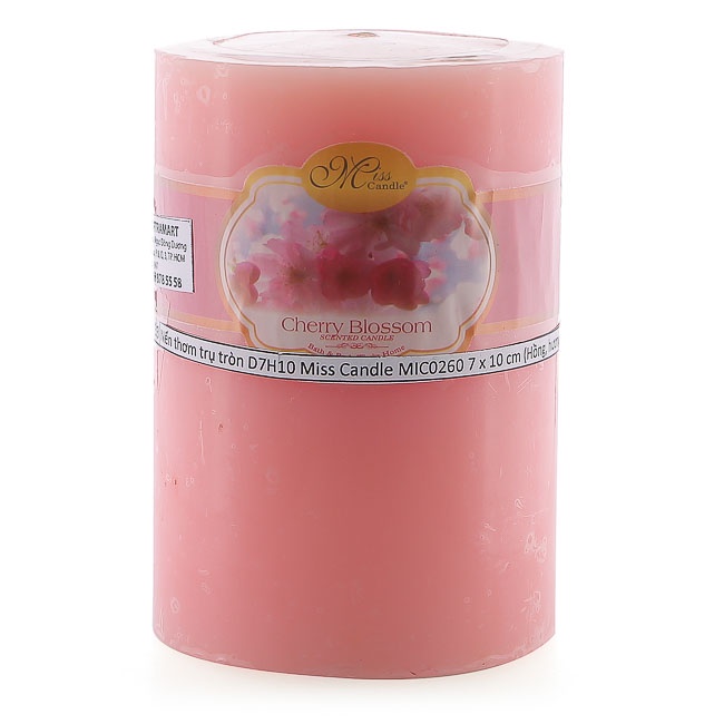 Bộ nến thơm Hạnh Phúc 10 - Bộ 3 nến thơm D7H10 Miss Candle FTRAMART MIC0260 7 x 10 cm (Tím - Hồng - Vàng nhạt)