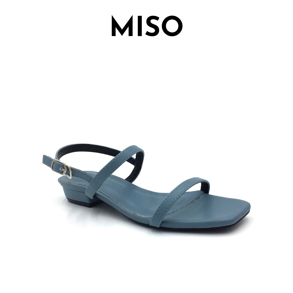 Giày sandal nữ basic Hàn Quốc mũi vuông trendy quai ngang mảnh gót 2cm nhẹ nhàng nữ tính MISO M004