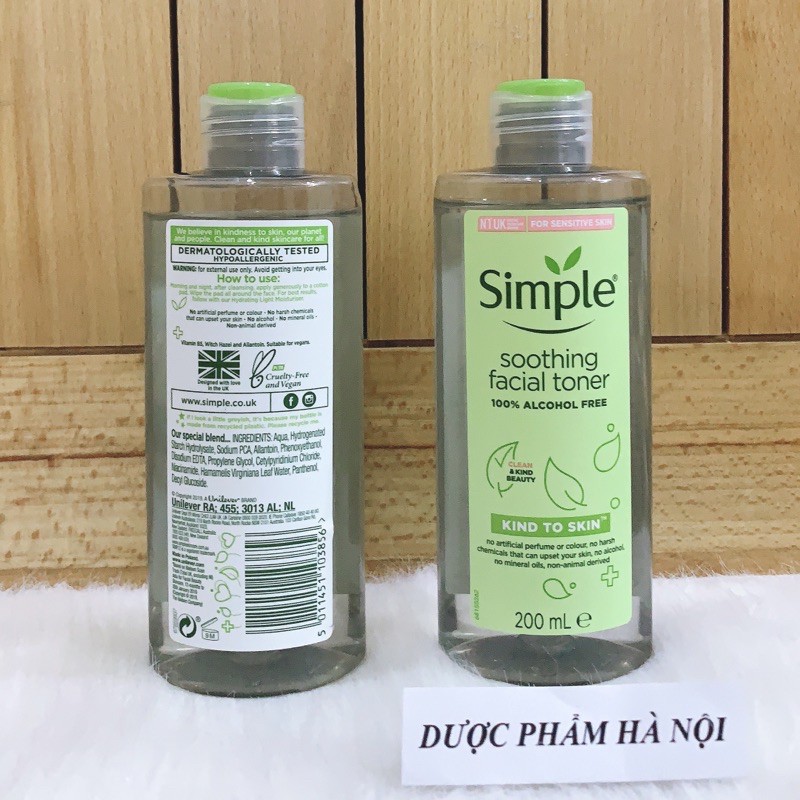 Nước hoa hồng Simple Kind to Skin Toner 200ml - toner simple