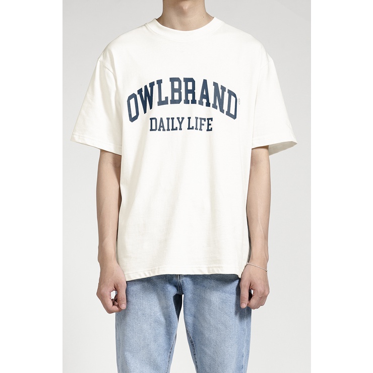 OWL BRAND® RETRO TEXT TEE - Áo thun in chữ cổ điển / Trắng - OWL010322