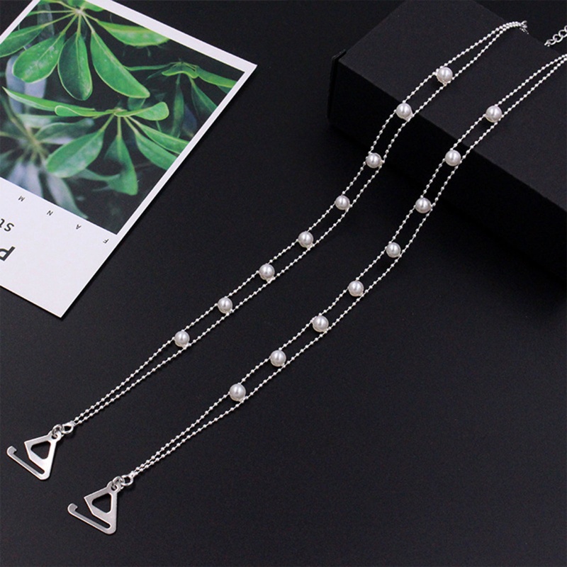 1 Cặp Dây Áo Ngực Dạng Chuỗi Hạt Ngọc Trai Bằng Kim Loại Có Thể Điều Chỉnh