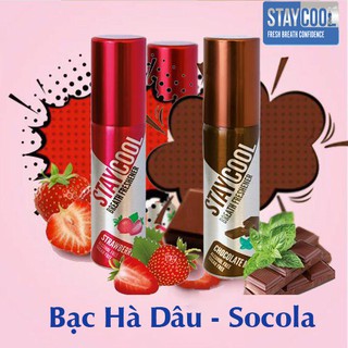 Xịt thơm miệng Staycool từ Anh Quốc combo 2 lọ Hương dâu tây và chocolate