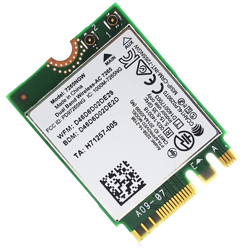 Thẻ Không Dây Wlan M.2 Cho Intel Dual Band 7260 Wifi + Bluetooth Bt 4.0