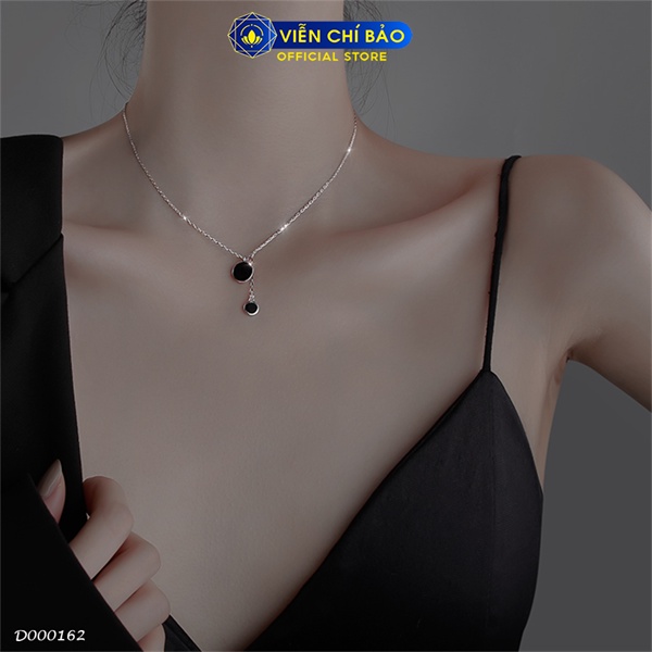 Dây chuyền bạc nữ họa tiết Black Circle chất liệu bạc S925 thời trang phụ kiện trang sức nữ Viễn Chí Bảo D000162
